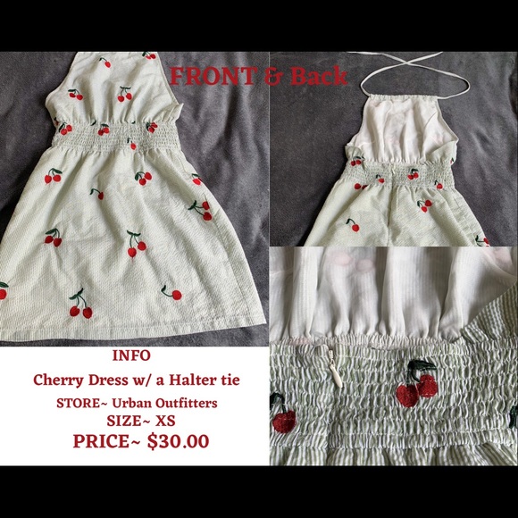 Cherry Mini Dress with Halted Tie - Picture 1 of 1